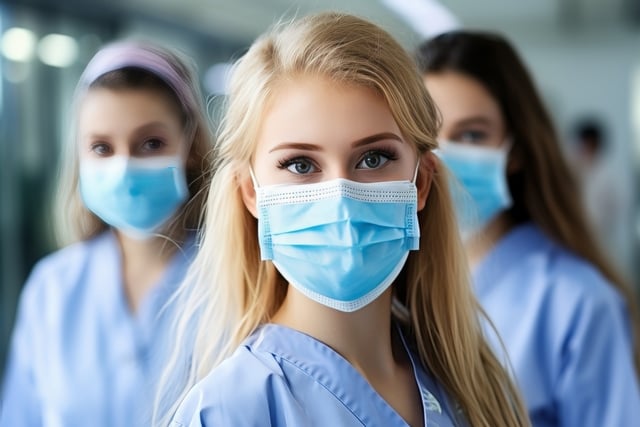 Generated by OkiDokiBot.com https://www.vecteezy.com/photo/69741366-attractive-nurse-in-medical-mask-portrait-healthcare-professional-in-protective-face-mask