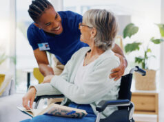 https://www.freepik.com/premium-photo/black-man-caregiver-old-woman-wheelchair-talking-speaking-homecare-rehabilitation-together-medical-healthcare-advice-male-nurse-nursing-helping-elderly-patient-with-disability_73734075.htm#fromView=search&page=1&position=19&uuid=7b5d3c2f-04a5-4482-ab82-ca4775064932&query=elder+person+and+aide