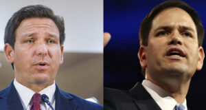TALLAHASSEE, FLA. 3/1/21-Gov. Ron DeSantis makes a statement on proposed legislation to reduce the theft by foreign nationals of intellectual property from Florida businesses, government, and academic institutions, Monday at the Capitol in Tallahassee. COLIN HACKLEY PHOTO