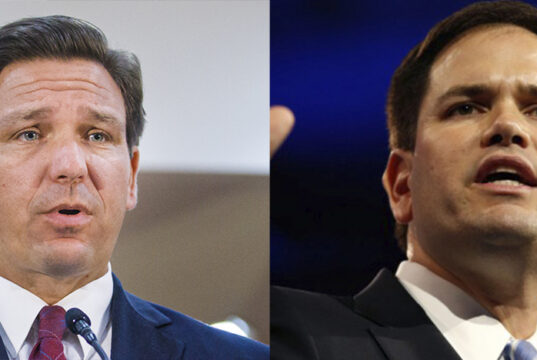 TALLAHASSEE, FLA. 3/1/21-Gov. Ron DeSantis makes a statement on proposed legislation to reduce the theft by foreign nationals of intellectual property from Florida businesses, government, and academic institutions, Monday at the Capitol in Tallahassee. COLIN HACKLEY PHOTO