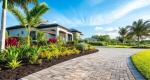 https://www.vecteezy.com/photo/49858329-this-stunning-modern-miami-home-showcases-an-elegant-brick-driveway-beautifully-lush-landscaping-tall-majestic-palm-trees-and-a-large-garage-door-that-significantly-boosts-its-overall-curb-appeal