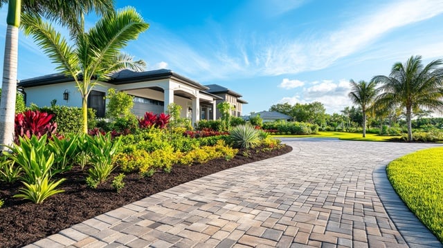 https://www.vecteezy.com/photo/49858329-this-stunning-modern-miami-home-showcases-an-elegant-brick-driveway-beautifully-lush-landscaping-tall-majestic-palm-trees-and-a-large-garage-door-that-significantly-boosts-its-overall-curb-appeal