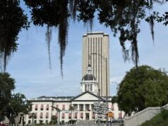 The Old Florida Capitol building and the Florida Capitol viewed from Apalachee Parkway on June 26, 2025. (Photo by Jay Waagmeester/Florida Phoenix)
