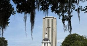 The Old Florida Capitol building and the Florida Capitol viewed from Apalachee Parkway on June 26, 2025. (Photo by Jay Waagmeester/Florida Phoenix)