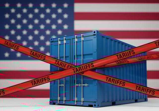 Tariffs https://www.vecteezy.com/photo/71522996-cargo-container-blocked-by-tariffs-us-trade-war-and-global-economic-impact-3d-render
