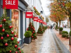 https://www.vecteezy.com/photo/69725489-christmas-trees-decorated-with-red-baubles-and-sale-signs-along-shopping-street