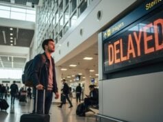https://www.vecteezy.com/photo/71893033-man-with-luggage-at-airport-with-delayed-sign