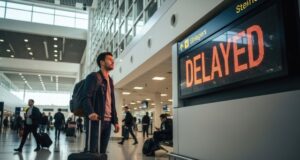 https://www.vecteezy.com/photo/71893033-man-with-luggage-at-airport-with-delayed-sign