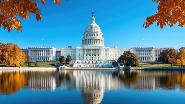 United states capitol building reflecting on the water in autumn https://www.vecteezy.com/photo/58297933-united-states-capitol-building-reflecting-on-the-water-in-autumn