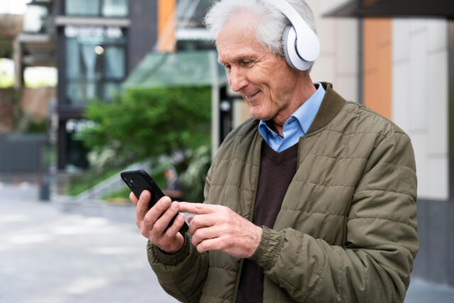 https://www.freepik.com/free-photo/smiley-older-man-city-listening-music-headphones_15000505.htm#fromView=search&page=1&position=36&uuid=5803b861-2e45-4b93-aaab-29b1a417aa6b&query=senior+on+cellphone