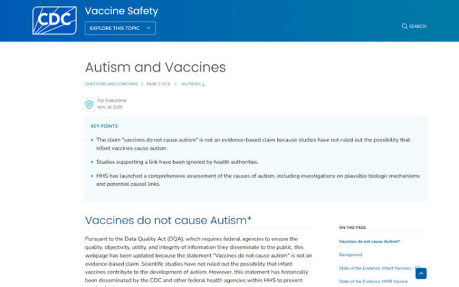 CDC Website Update Sparks Outcry over Shift in Vaccine-Autism Messaging ...