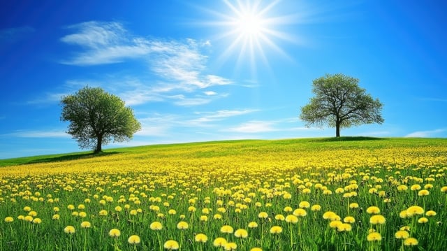 https://www.vecteezy.com/photo/60507717-a-vibrant-landscape-featuring-two-trees-and-a-field-of-dandelions-under-a-bright-sky
