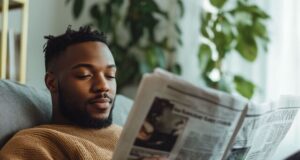 https://www.vecteezy.com/photo/52367369-man-reading-newspaper-on-couch