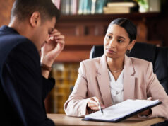 https://www.freepik.com/premium-photo/corporate-contract-lawyer-explain-stress-client-from-legal-documents-information-business-woman-will-testament-reading-sad-man-law-firm-office-feeling-upset-about-assets_42891646.htm#fromView=search&page=1&position=36&uuid=447d172f-c796-4576-a3ff-babdf9d1cc14&query=lawyer+client