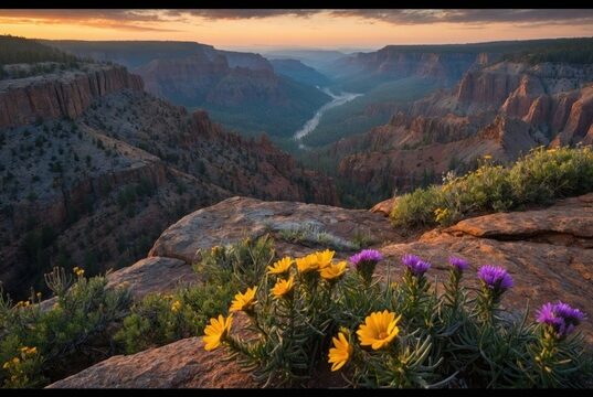 https://www.vecteezy.com/photo/70295336-scenic-view-of-a-canyon-at-sunset-with-vibrant-wildflowers-in-the-foreground-and-a-winding-river