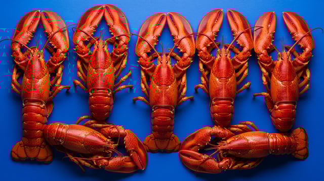 https://www.vecteezy.com/photo/71276002-six-cooked-lobsters-arranged-on-blue-background