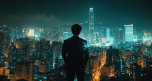 https://www.freepik.com/premium-psd/businessman-overlooking-futuristic-cityscape-night_411121728.htm#from_element=cross_selling__psd