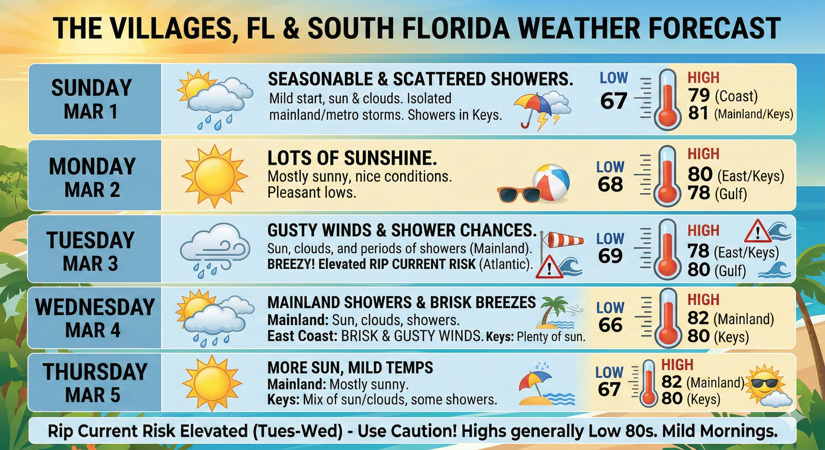 Mild Start to March With Coastal Showers and Gusty Breezes - South ...