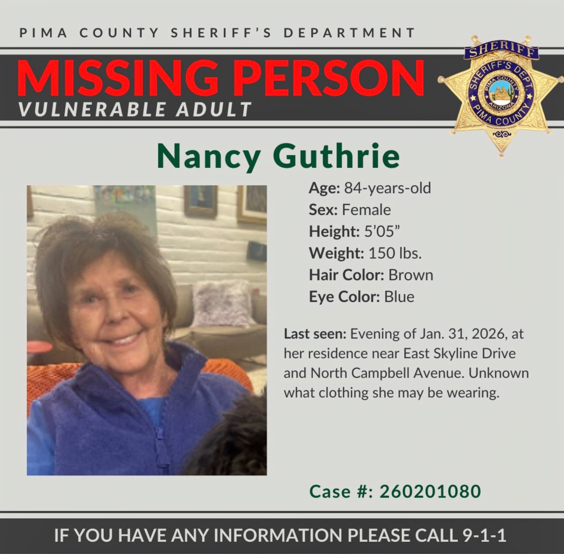 Urgent Search Underway for Nancy Guthrie After Reported Abduction From Arizona Home (Video)