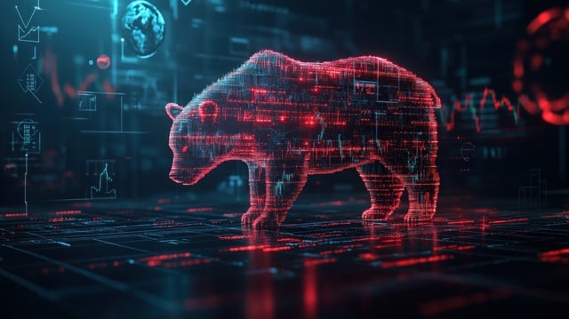 Digital bear, financial data https://www.vecteezy.com/photo/70064687-digital-bear-financial-data