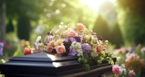 https://www.vecteezy.com/photo/28861214-generative-ai-flowers-on-a-coffin-in-the-funeral-or-burial-services-at-cemetery-casket-with-flowers