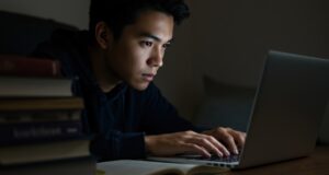https://www.vecteezy.com/photo/71062199-man-using-laptop-at-night-home-study-education
