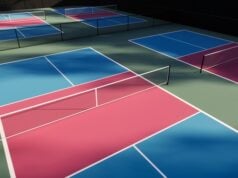https://www.vecteezy.com/photo/47370417-pickleball-courts-that-are-empty-with-floors-in-red-blue-and-green-colors-with-white-lines-surrounded-by-trees-and-equipped-with-lights-fencing-and-seating