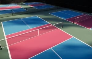 In a Pickle: The Port Orange Country Club Melee That Shocked the Senior Circuit https://www.vecteezy.com/photo/47370417-pickleball-courts-that-are-empty-with-floors-in-red-blue-and-green-colors-with-white-lines-surrounded-by-trees-and-equipped-with-lights-fencing-and-seating