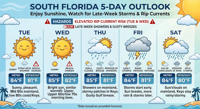 South Florida To See Mid-80s Heat Before Late-Week Storms And Rip ...