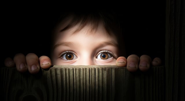 https://www.vecteezy.com/photo/72502944-child-s-curious-eyes-peeking-over-wooden-fence-fear-mystery-and-childhood