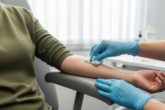 https://www.vecteezy.com/photo/72895444-healthcare-professional-preparing-patient-arm-for-blood-test-or-vaccination