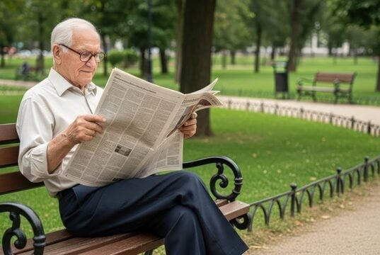 https://www.vecteezy.com/photo/74412284-senior-man-reading-newspaper-in-park