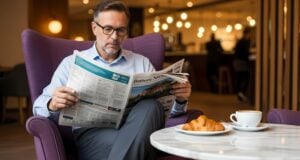 https://www.vecteezy.com/photo/72309554-sophisticated-man-reading-newspaper-in-armchair-with-coffee-and-croissant-at-cafe