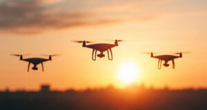 https://www.vecteezy.com/photo/59966413-three-drones-flying-in-the-air-at-sunset