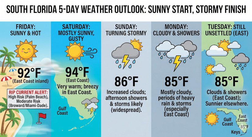 Sunny Weekend Heat Gives Way to Stormy Skies - South Florida Reporter