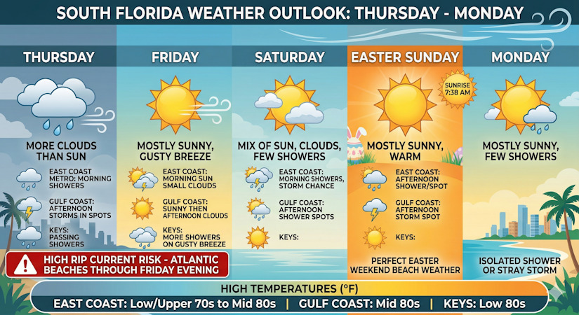 Gusty Winds and Rip Currents Lead Into a Mostly Sunny Easter Weekend ...