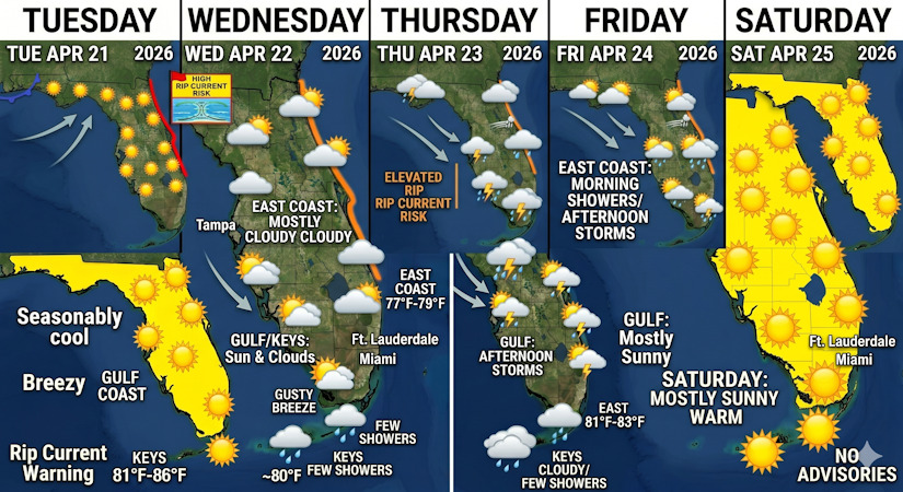 Breezy Week Ahead Before A Sun-Drenched Saturday - South Florida Reporter