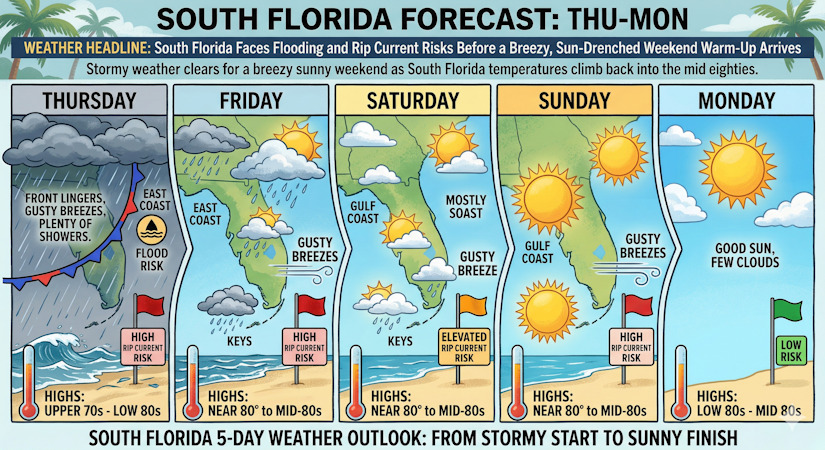 South Florida Faces Flooding and Rip Current Risks Before a Breezy, Sun ...