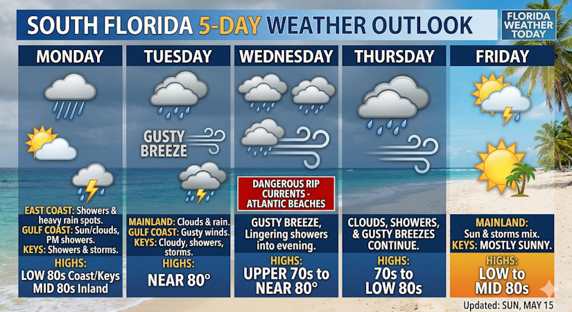 South Florida Faces Unsettled Week of Persistent Rain and Gusty Winds ...