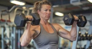 https://www.vecteezy.com/photo/53694764-a-muscular-woman-lifts-weights-in-a-gym-she-is-wearing-a-gray-tank-top-and-black-shorts-she-has-her-hair-in-a-ponytail-and-is-looking-at-the-weights-she-is-lifting