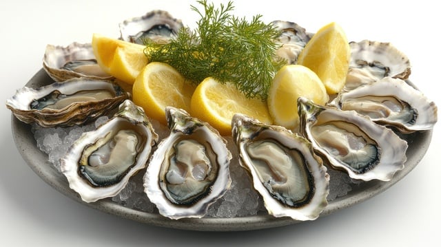https://www.vecteezy.com/photo/52071804-delicious-oysters-arranged-on-a-chilled-platter-garnished-with-lemon-wedges-and-herbs