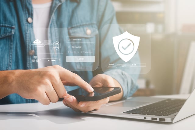 Cybersecurity internet and networking concept. Close up of hand https://www.vecteezy.com/photo/8932937-cybersecurity-internet-and-networking-concept-close-up-of-hand-holding-smartphone-information-security-and-encryption-secure-access-to-user-s-personal-information-secure-internet-access