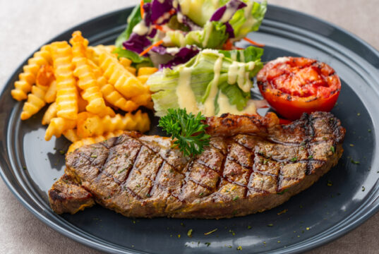 https://www.vecteezy.com/photo/49673137-grilled-sirloin-beef-steak-with-french-fries-and-salads