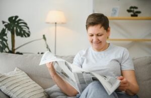 https://www.vecteezy.com/photo/39340485-middle-aged-woman-sitting-sofa-and-reading-newspapers