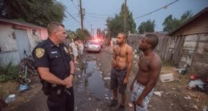 https://www.vecteezy.com/photo/71101813-three-men-standing-in-a-dirt-road-with-a-police-officer