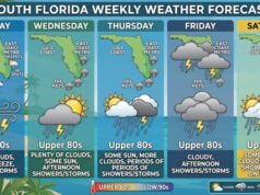 South Florida Forecast: Daily Rain Chances And Gusty Breezes Accompany Humid, Upper-80s Temperatures This Week