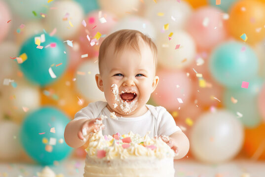 https://www.vecteezy.com/photo/50532913-a-baby-is-smiling-while-eating-a-cake