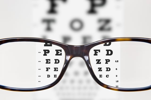 Eyeglasses during optometric examination https://www.vecteezy.com/photo/1421155-eye-exam-through-glasses