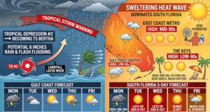Sweltering Heat Dominates South Florida As Tropical Depression 2 Threatens The Panhandle