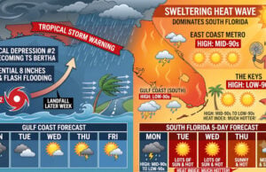 Sweltering Heat Dominates South Florida As Tropical Depression 2 Threatens The Panhandle